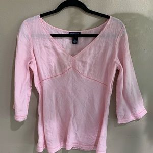 Pink Irish Linen 3/4 sleeve Top by Anne Taylor 8
